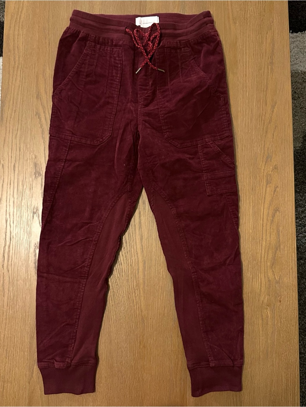 Anthropologie Women’s Burgundy Corduroy Jogger Pants Casual Drawstring